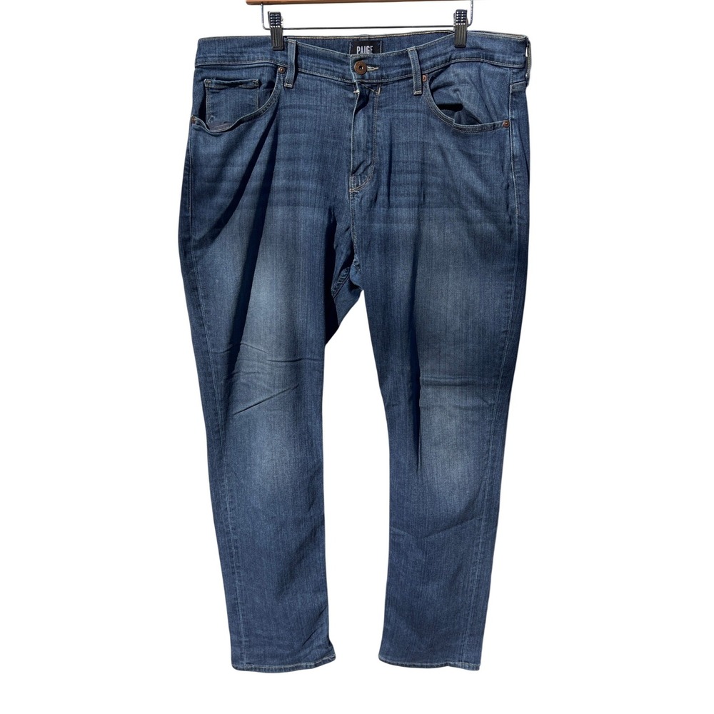 PAIGE Normandie Mens Jeans Size 38x33 Dark Wash Straight Fit Denim Pants